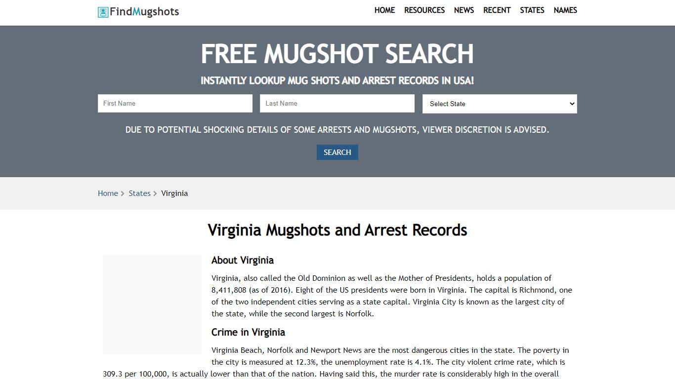 Find Virginia Mugshots - Find Mugshots