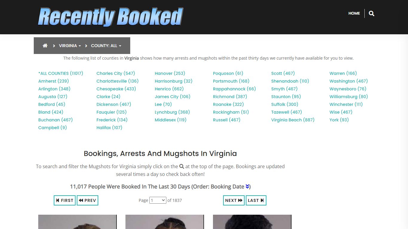 Recent bookings, Arrests, Mugshots in Virginia - Recently Booked